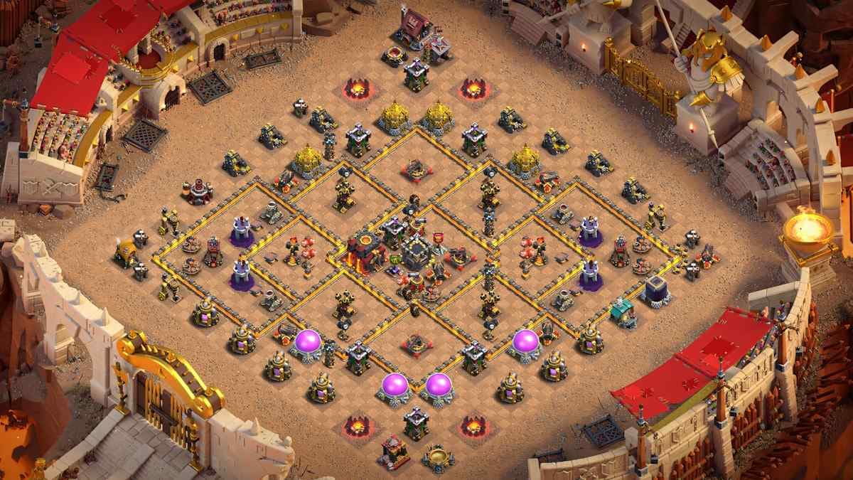 TH10 War Base – Ultimate Defense Layout