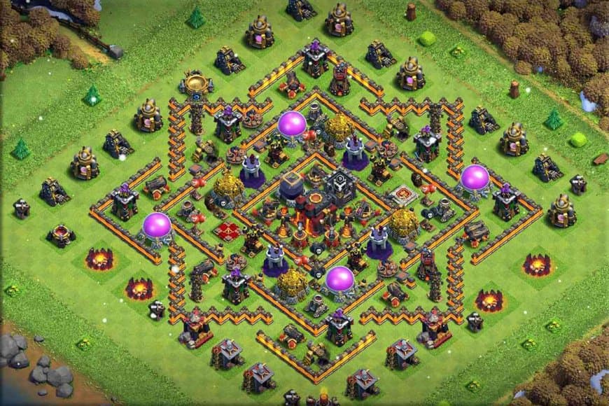 TH10 Defense Base – Diamond Shield Layout